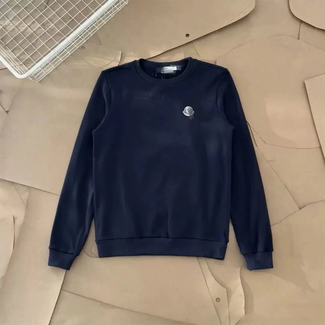 Moncler Knitwear Crewneck knit sweater with logo patch — M Crewneck sweatshirt-03