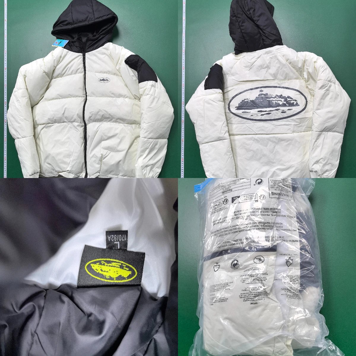 AMI Paris Oversized Puffer Jacket Off-White with Black Hood and Sleeve Panel Down Jacket - 3