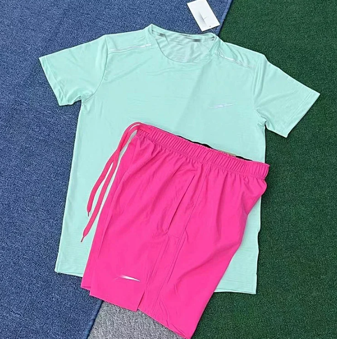 Crystal Stripe Short Sleeve Green + D218 Pink