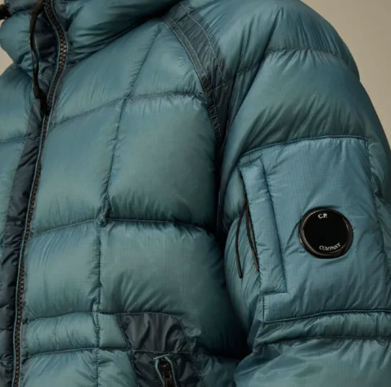 C.P. Company Goggle Pocket Down Jacket Teal - 1