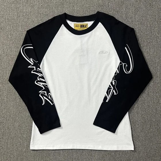 DU-10.1 cross-border tide brand letters printed men and women with the same casual Alcatraz loose color blocking shoulder long-sleeved T-shirt