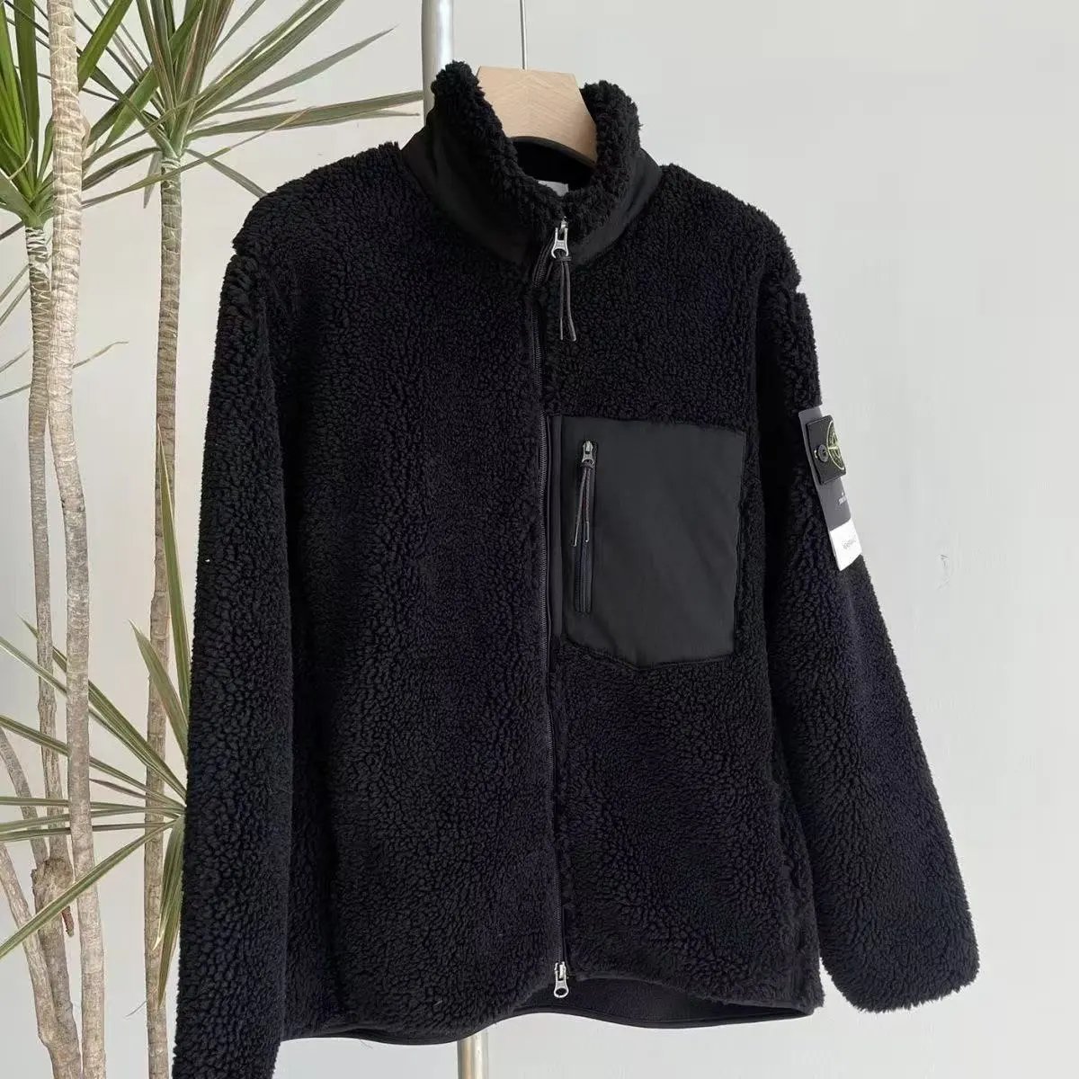Design Fleece Sherpa Jacket Army Green Outerwear - 6