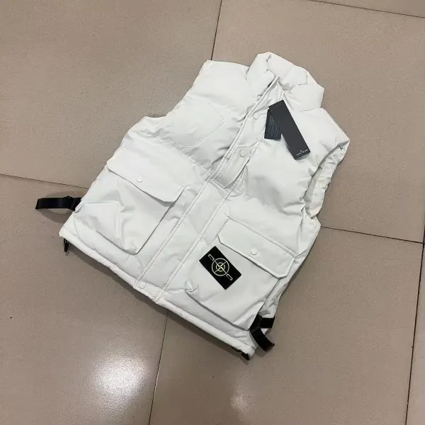 Stone Island Compass Logo Puffer Vest White - 1