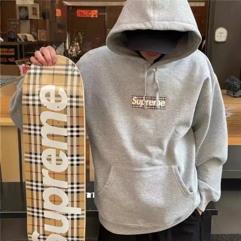 Classic camouflage embroidered fleece-lined hoodie, loose fit, unisex hooded sweatshirt

