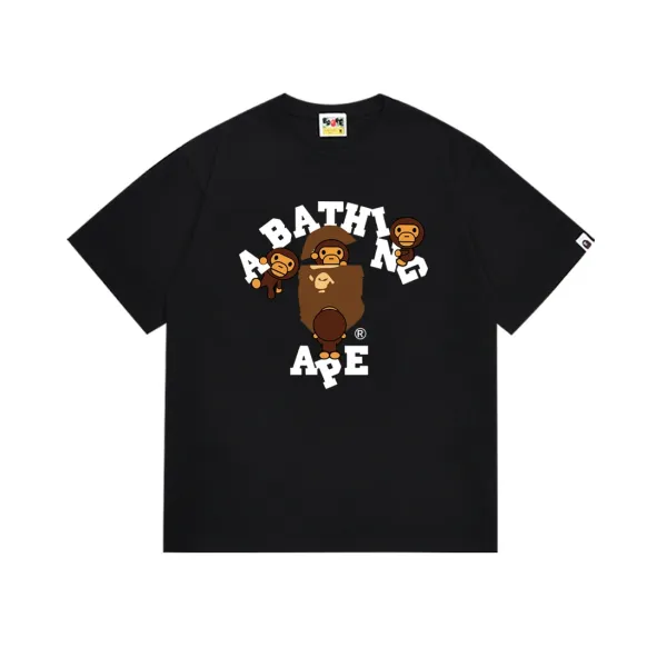 A Bathing Ape ABC Camo Monkey Graphic Black T-Shirt - 1