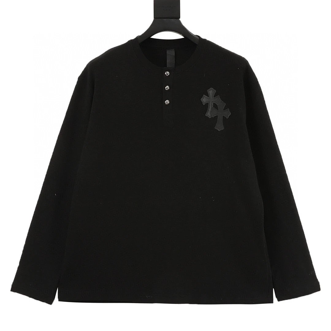 Cross Embroidered Waffle Long Sleeve photo 3