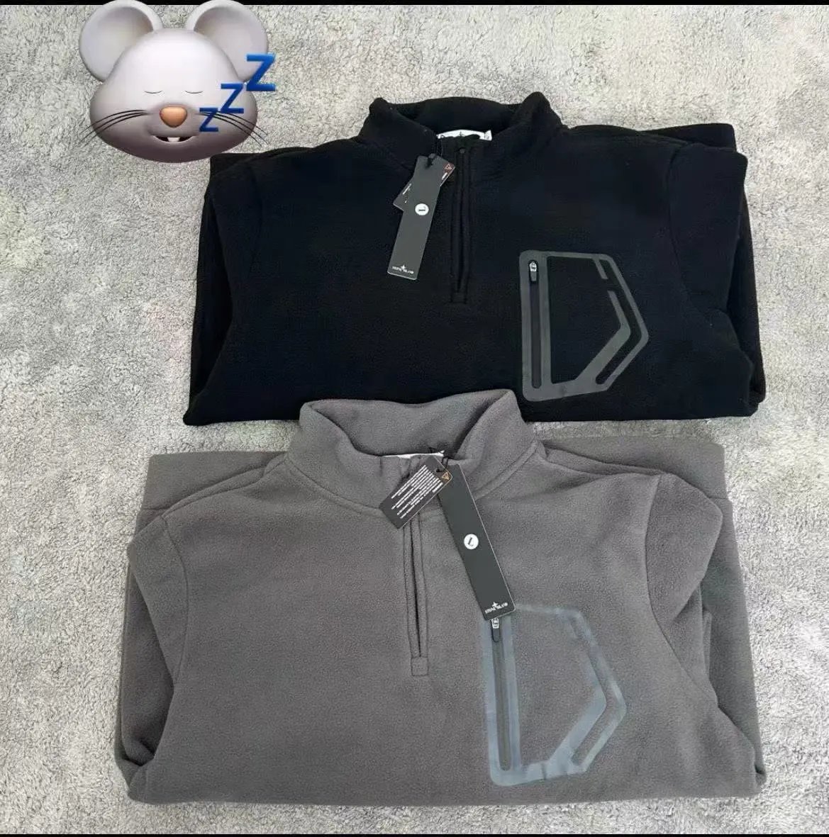 Stone Island Half-Zip Fleece Pullover Gray Hoodie - 7