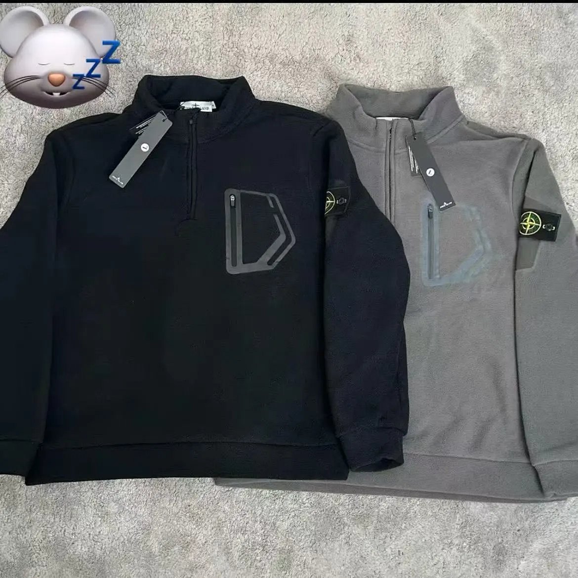 Stone Island Half-Zip Fleece Pullover Gray Hoodie product detail 2 in Litbuy spreadsheet finds