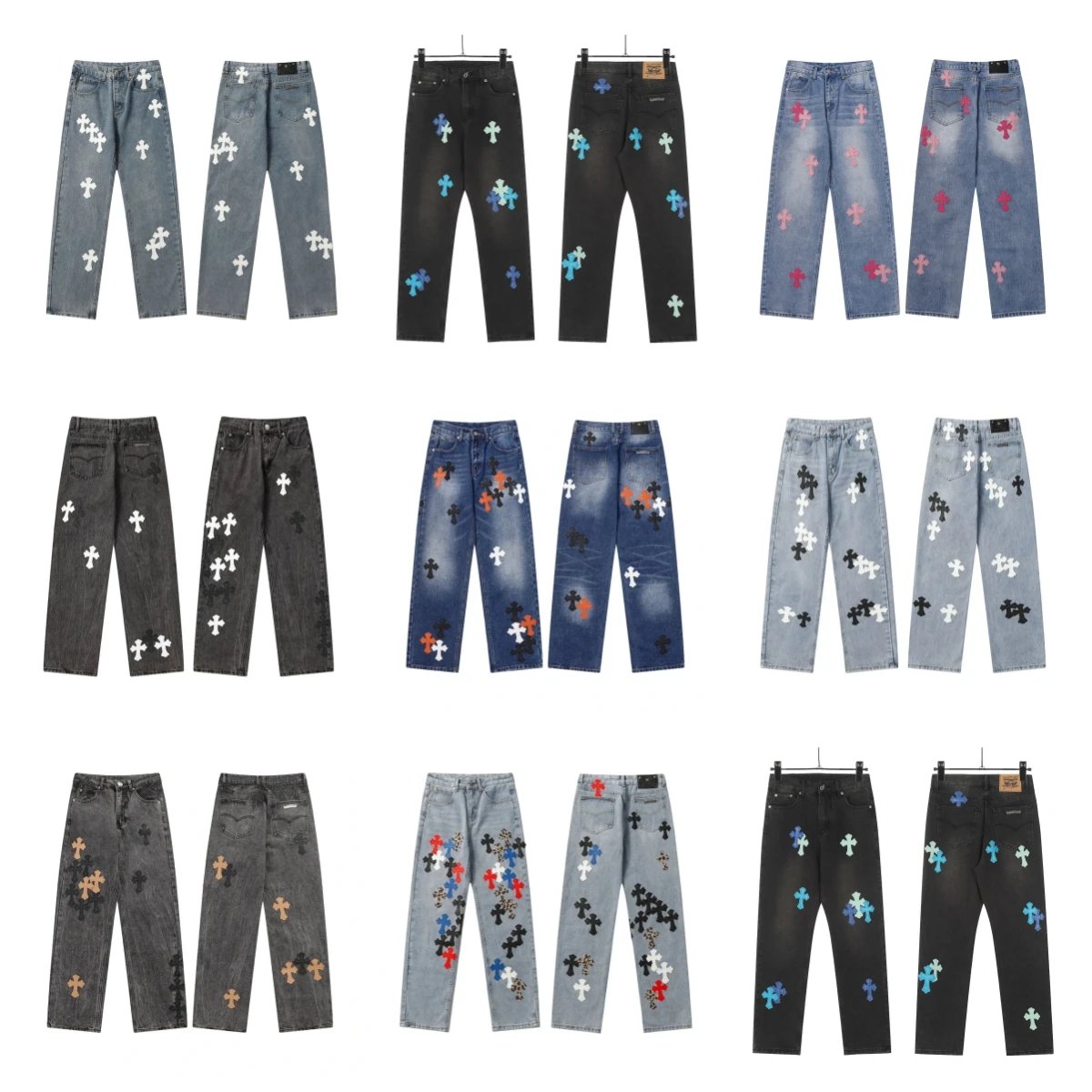 Chrome Hearts Cross Embroidery Washed Denim Jeans