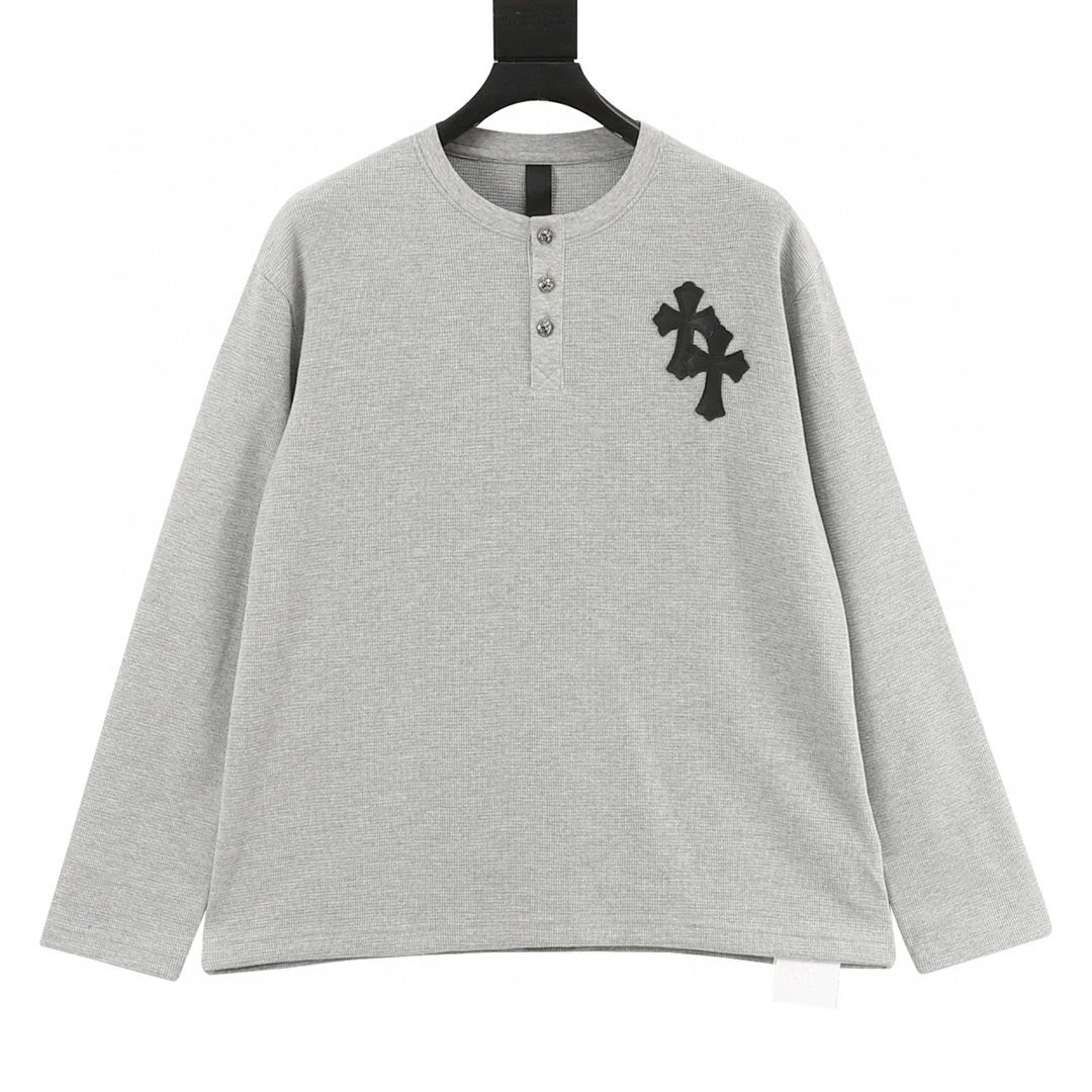 Cross Embroidered Waffle Long Sleeve
