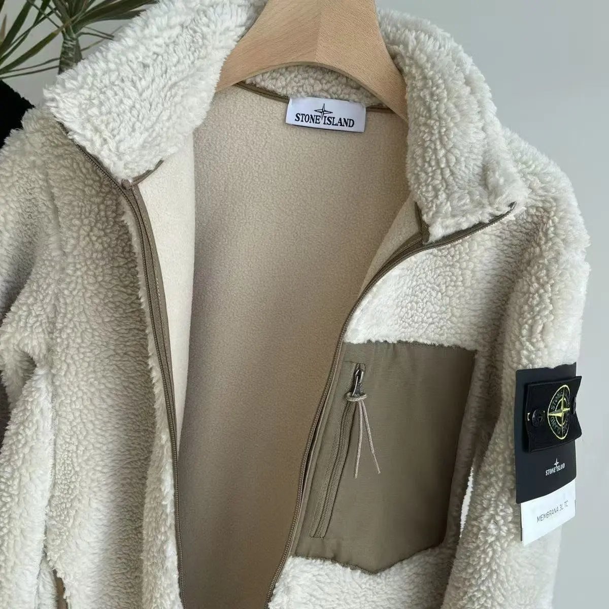 Design Fleece Sherpa Jacket Army Green Outerwear - 10