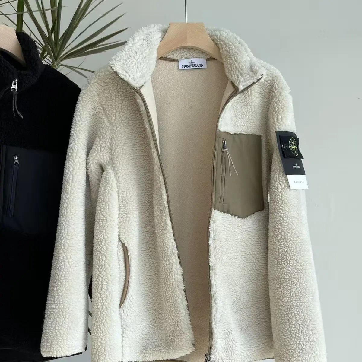Design Fleece Sherpa Jacket Army Green Outerwear - 8