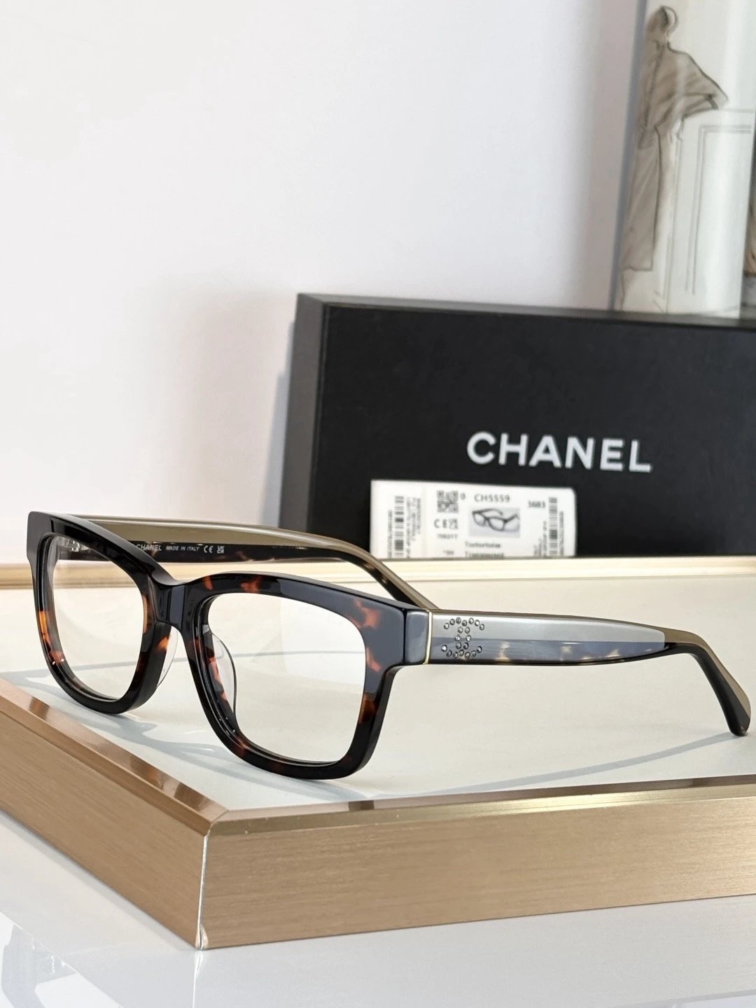 Chanel CH5559 Black and Lilac Acetate Optical Glasses - 9