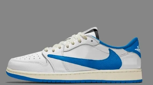 Nike x Travis Scott Air Jordan 1 Low OG White Blue Sneakers - 1