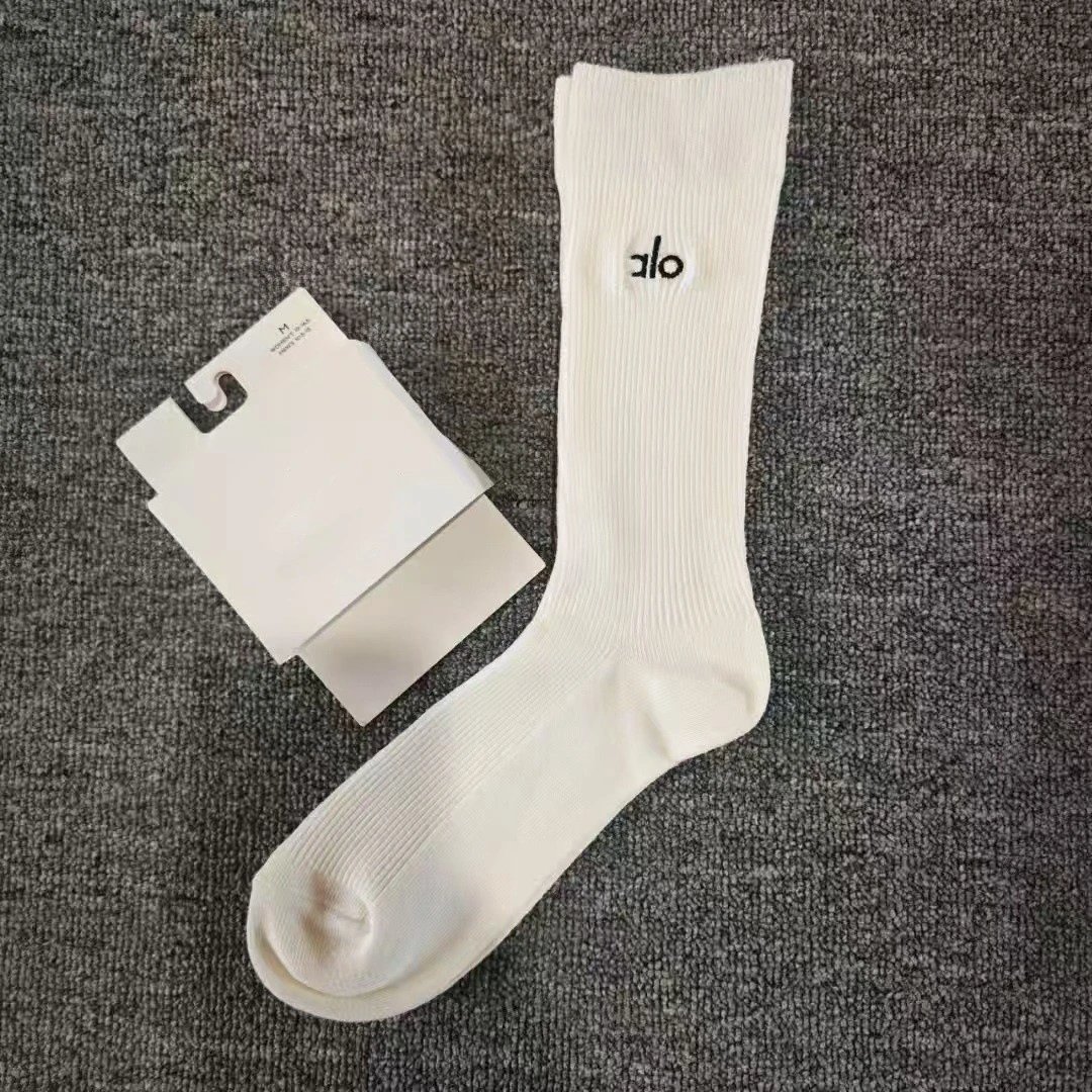 Olo Ribbed Crew Socks Black White Gray Blue Beige Minimalist