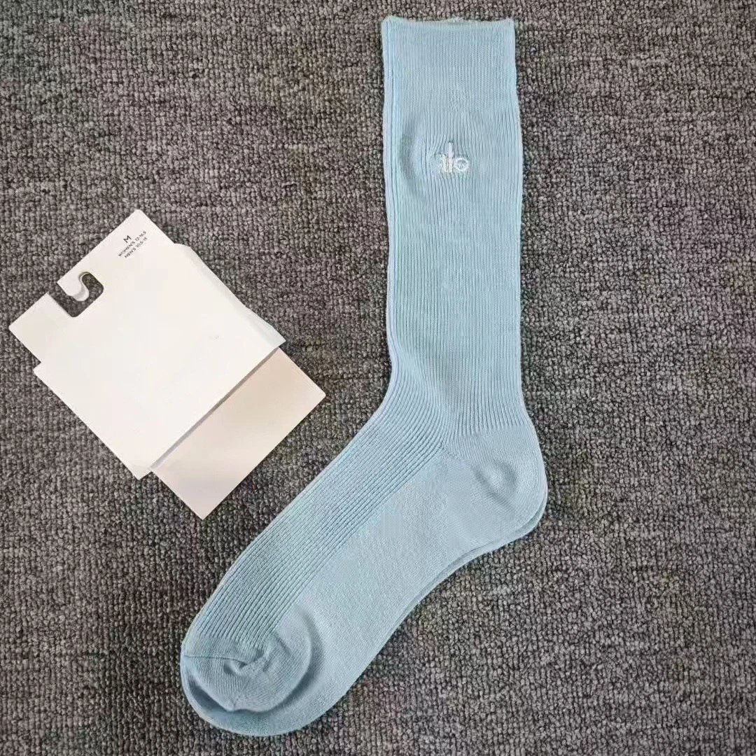 Olo Ribbed Crew Socks Black White Gray Blue Beige Minimalist