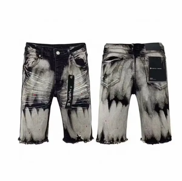 Purple Brand Distressed Tie-Dye Denim Shorts - 1