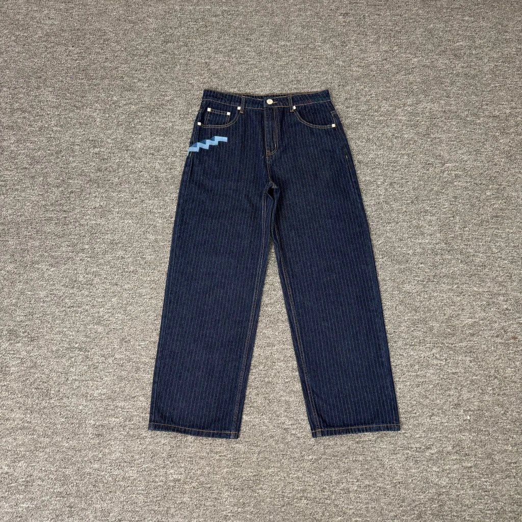 018 cloud striped cowhide pants (blue)