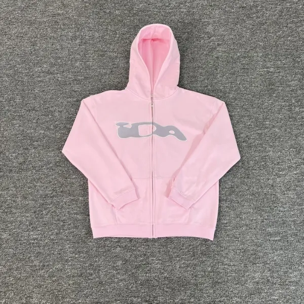 Design Zip-Up Hoodie Pink with Abstract Logo - 1