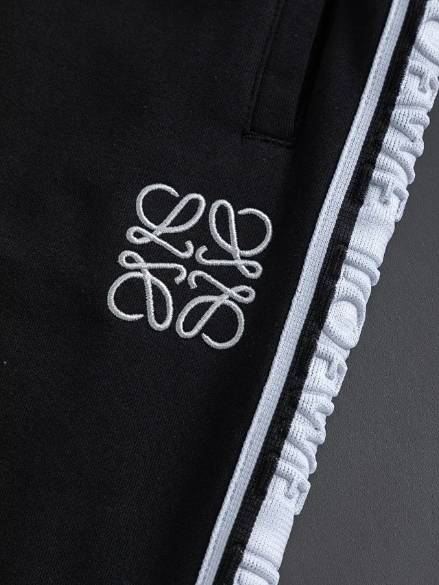LOEWE Trousers Drawstring wide-leg with logo side tape product detail image 6
