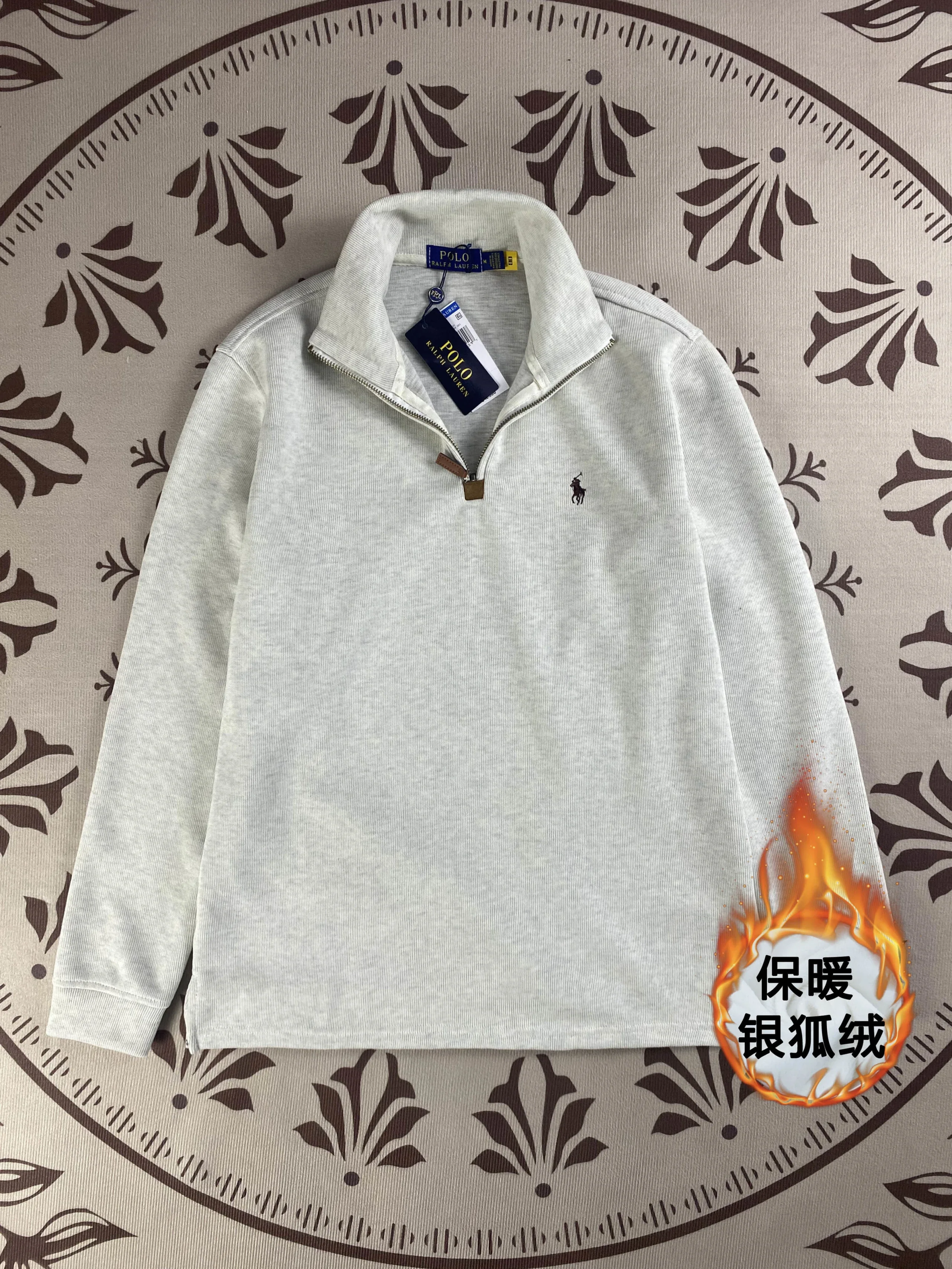 Half-zip loose sweatshirt men's polo couple sweatshirt women's retro long-sleeved lapel