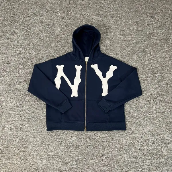 New York Yankees NY Logo Zip-Up Hoodie Navy - 1