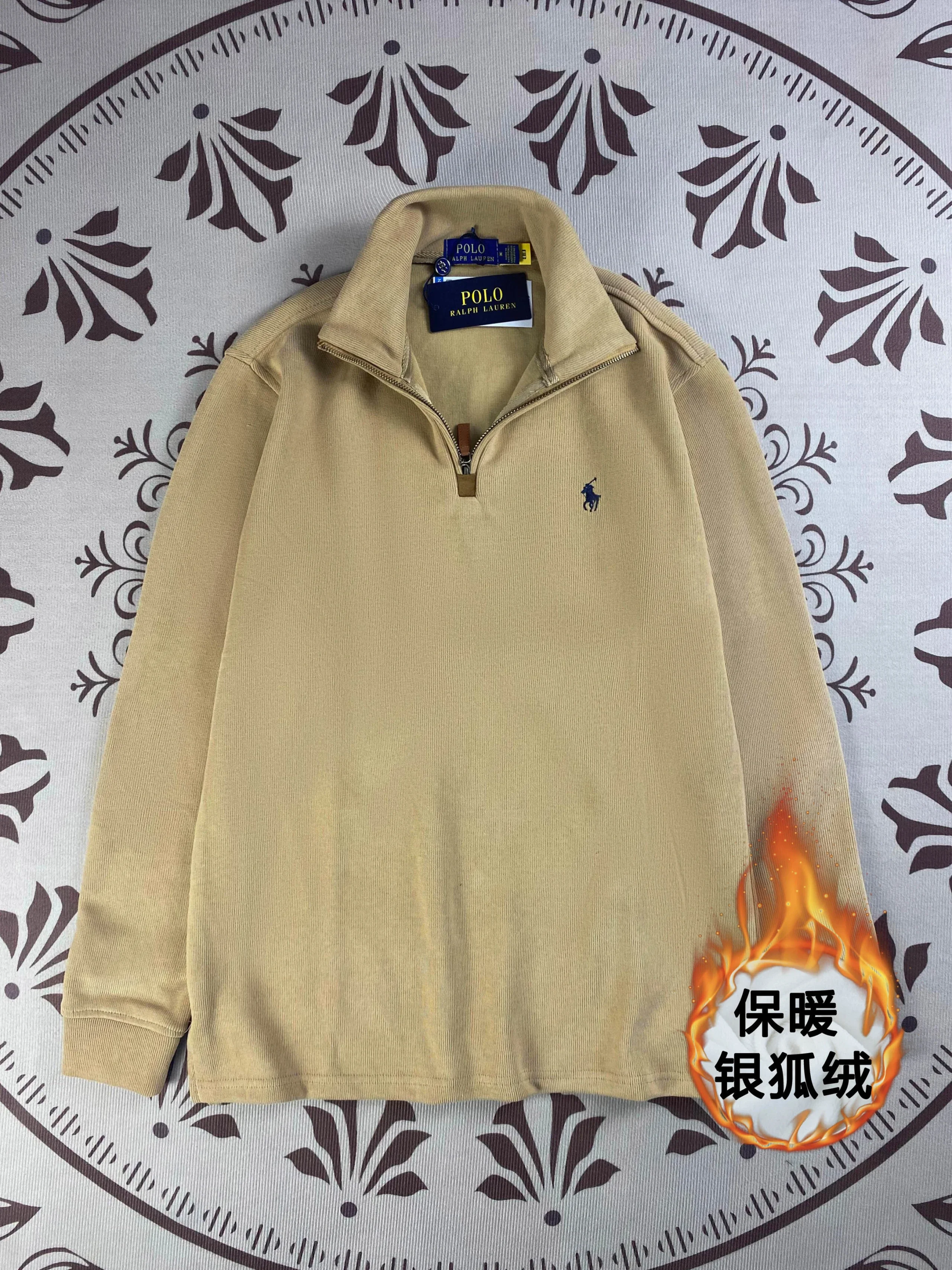 Half-zip loose sweatshirt men's polo couple sweatshirt women's retro long-sleeved lapel