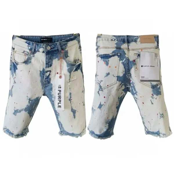 Purple Brand Tie-Dye Splatter Denim Shorts - 1