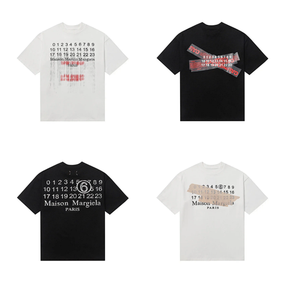 Digital pattern round neck men's and women's short sleeved T-shirt series