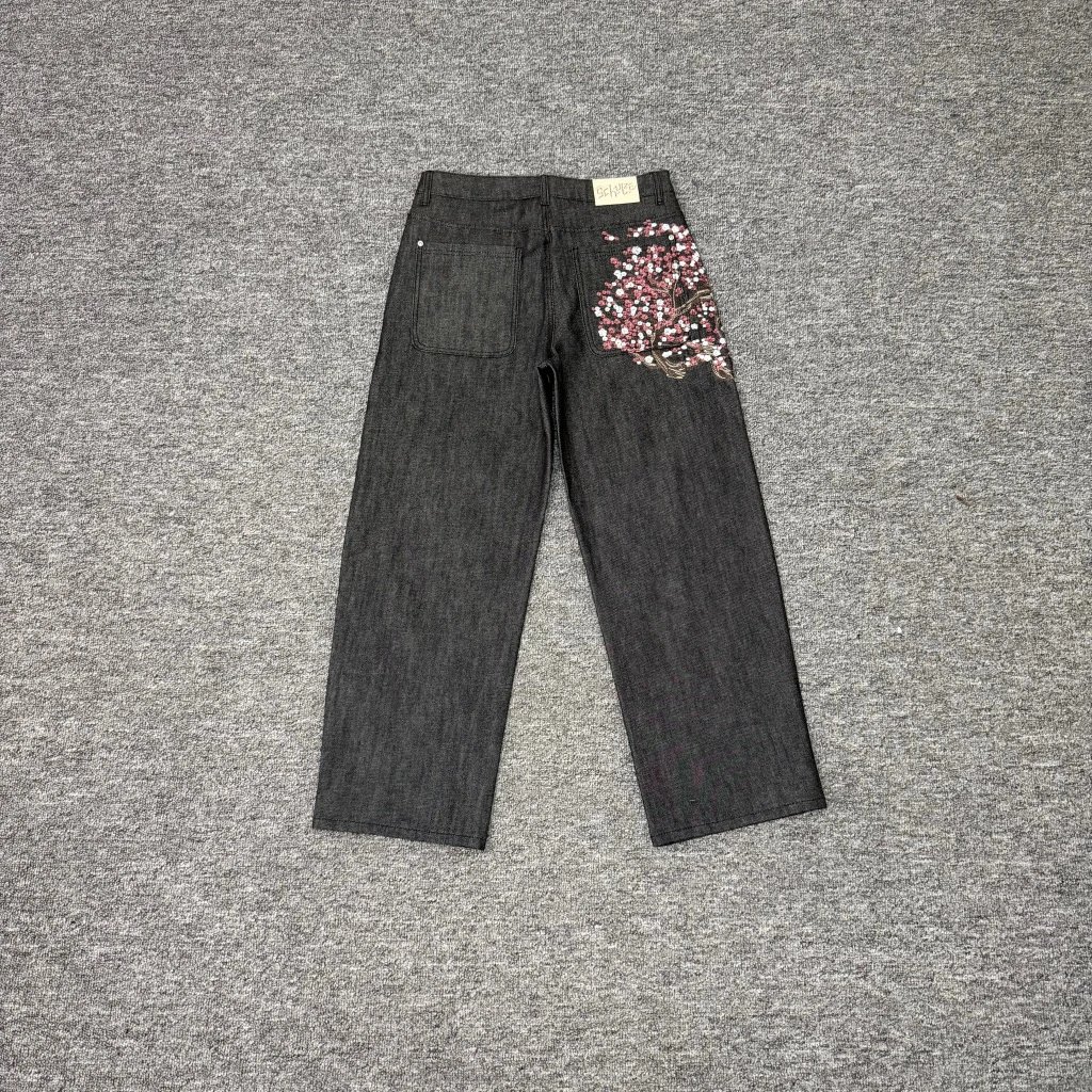 010 Embroidered Cherry Blossom Jeans (Black)
