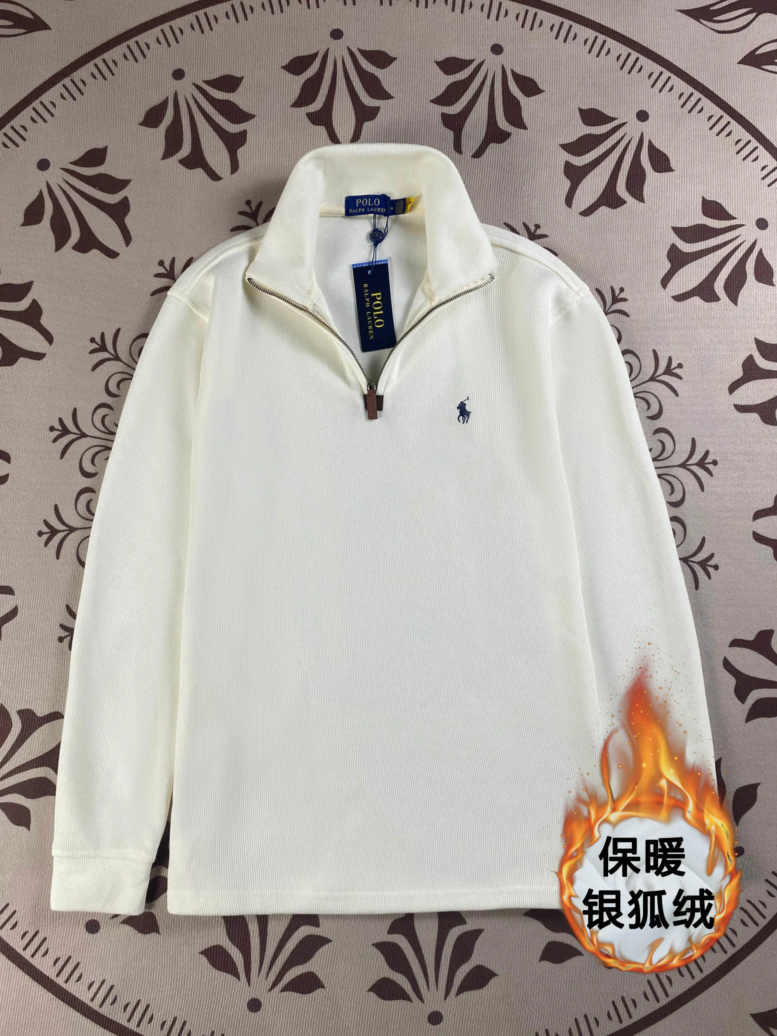 Half-zip loose sweatshirt men's polo couple sweatshirt women's retro long-sleeved lapel