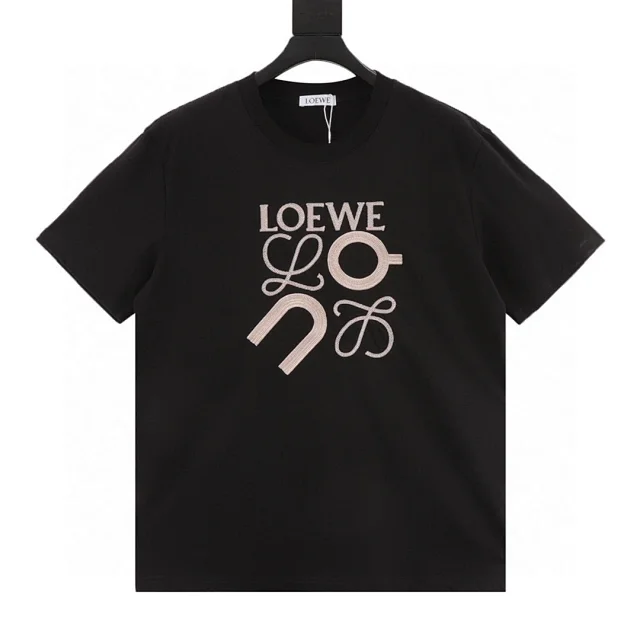 Loewe T-Shirts Short-Sleeve Anagram Logo Embroidered Crew-Neck T-Shirt product detail image 7