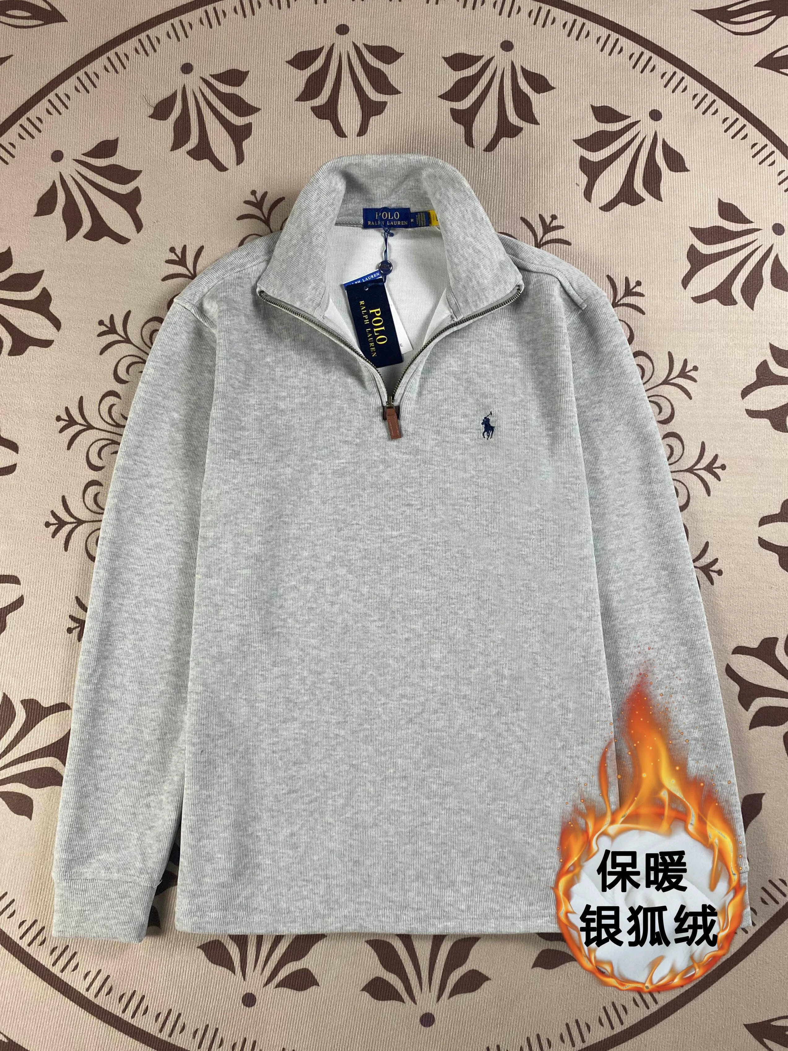 Half-zip loose sweatshirt men's polo couple sweatshirt women's retro long-sleeved lapel