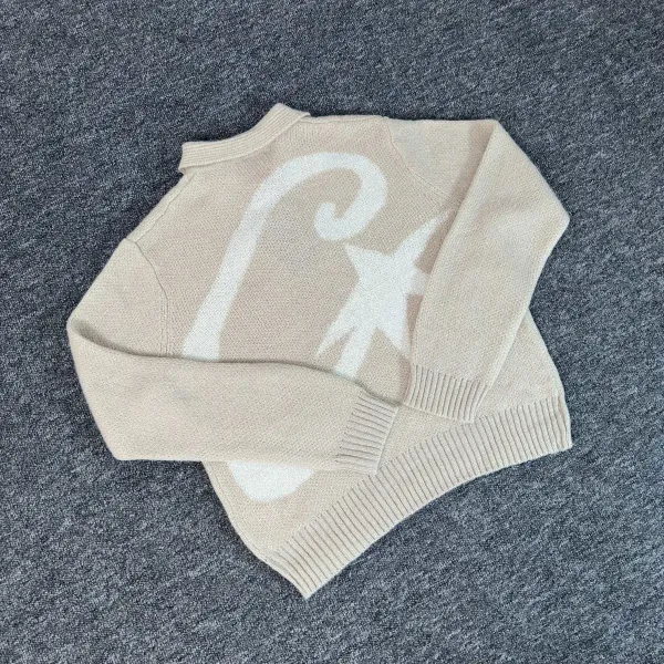Off-White Diagonal Arrow Sweater Beige Knit Sweater - 9