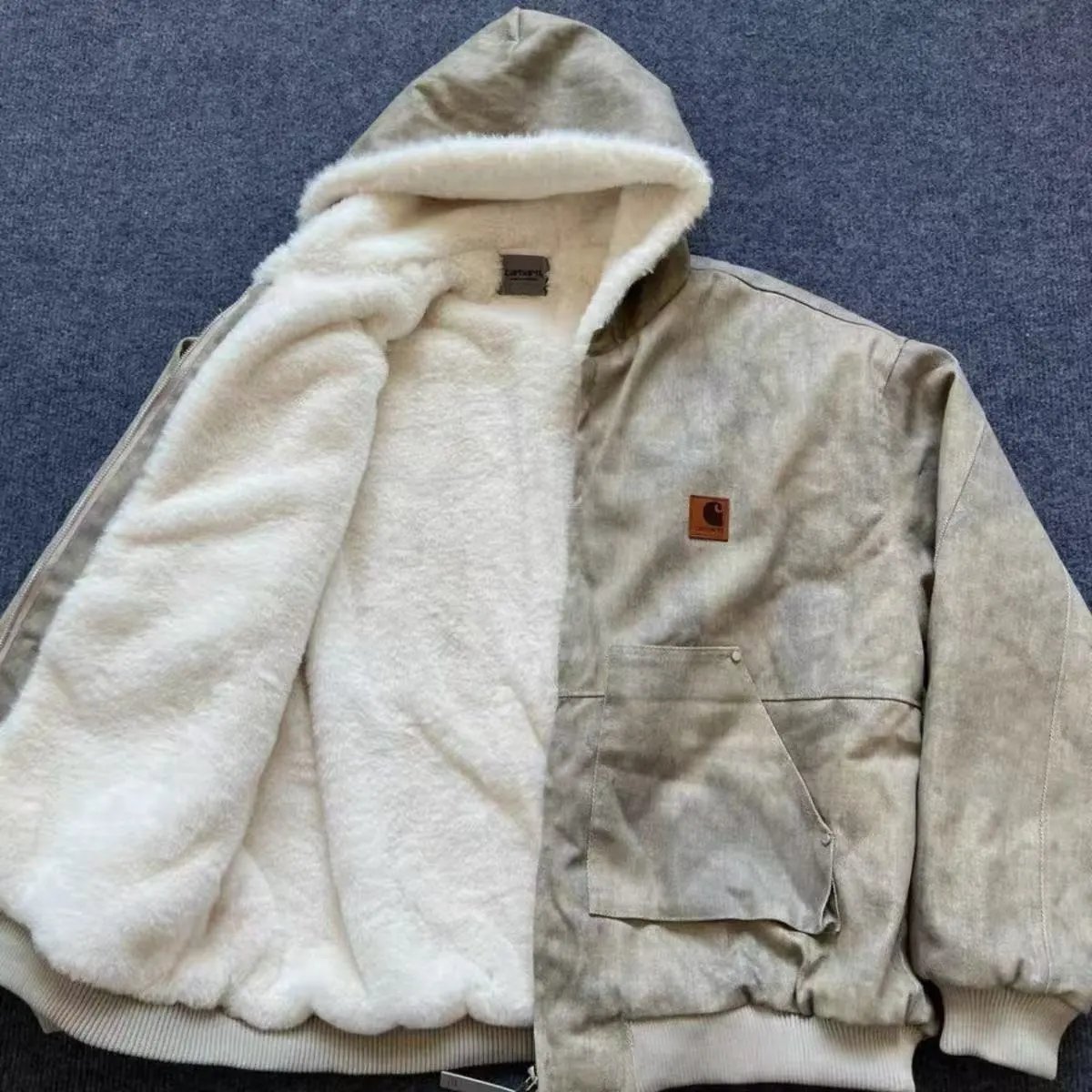 Mink Fur Marble Padded Hooded Jacket photo 6