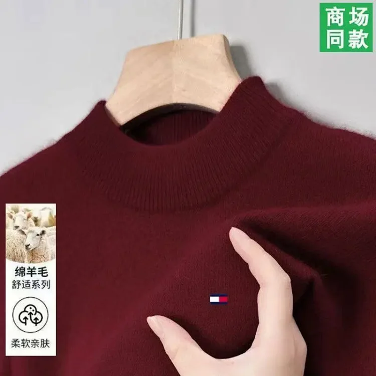 Tommy mens wool sweater winter cashmere half turtleneck thickened bottoming knitted pullover high-end sweater(pic6) Tommy men's wool sweater winter cashmere half turtleneck thickened bottoming knitted pullover high-end sweater