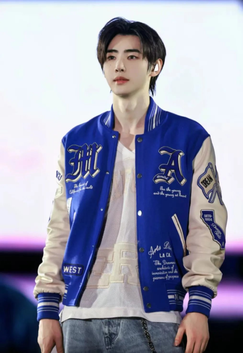 Amiri Bone Embroidery Varsity Jacket Beige - 4