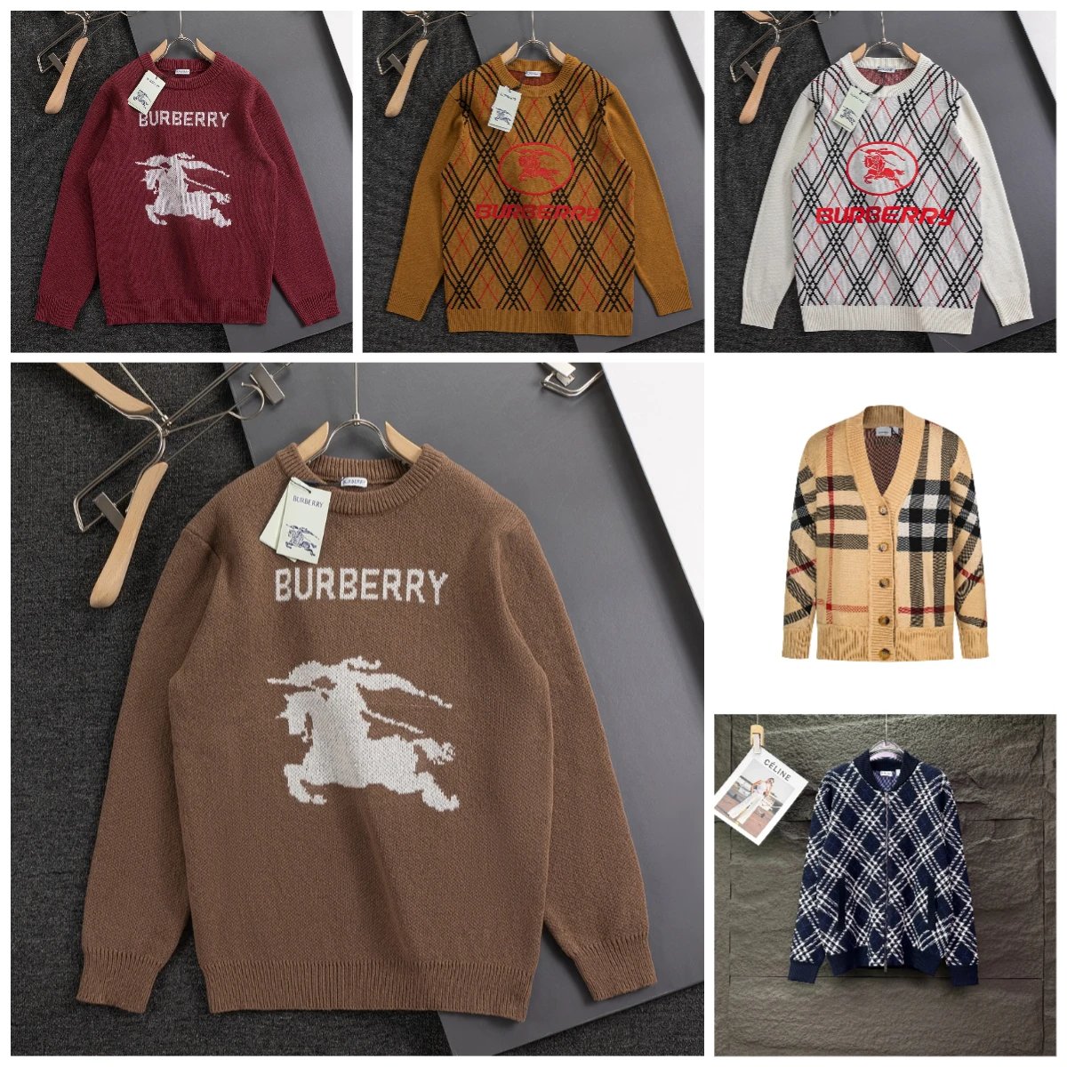 Burberry Brown Knit Sweater with Logo Design