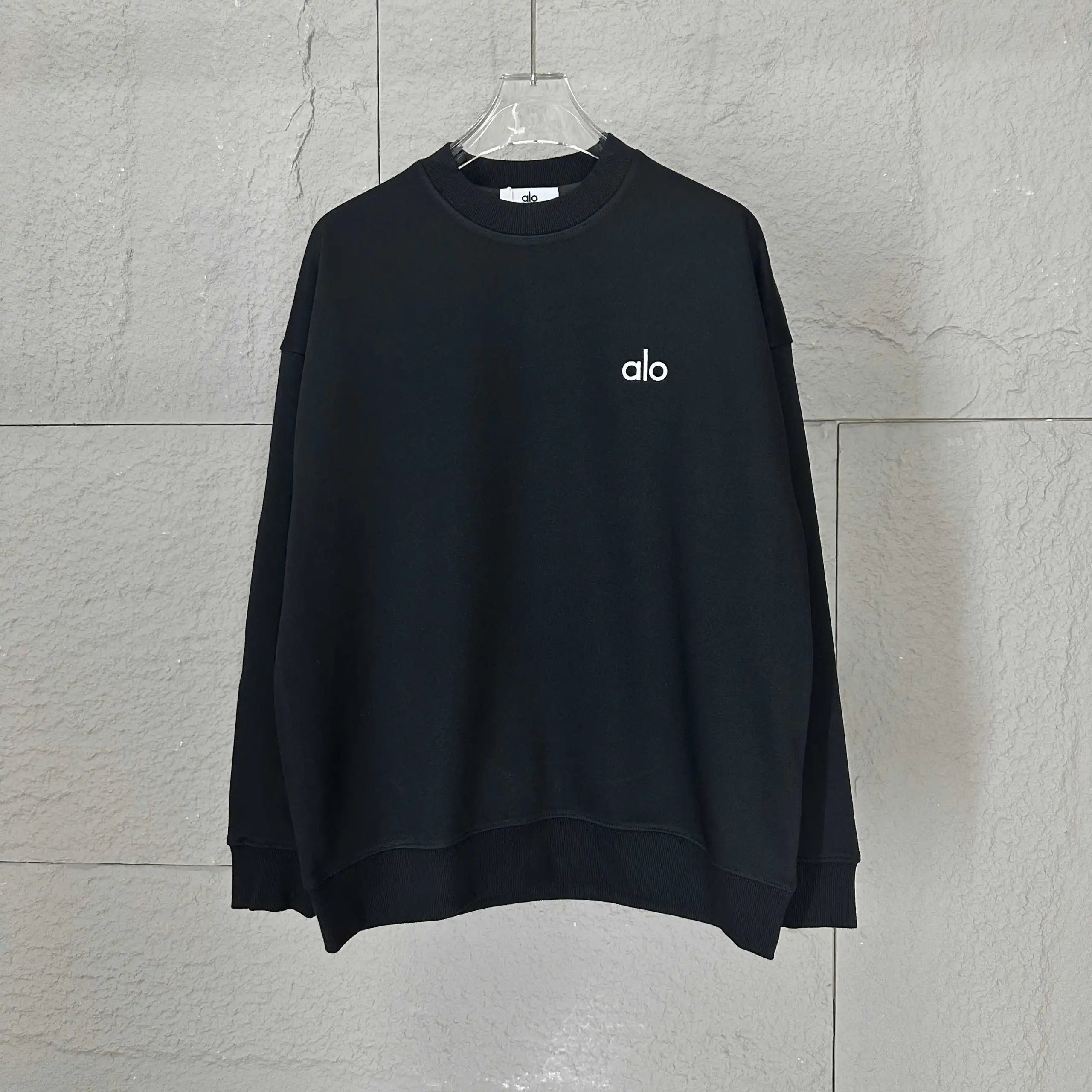 Alo Logo Graphic Black Sweatshirt Hoodie - 7