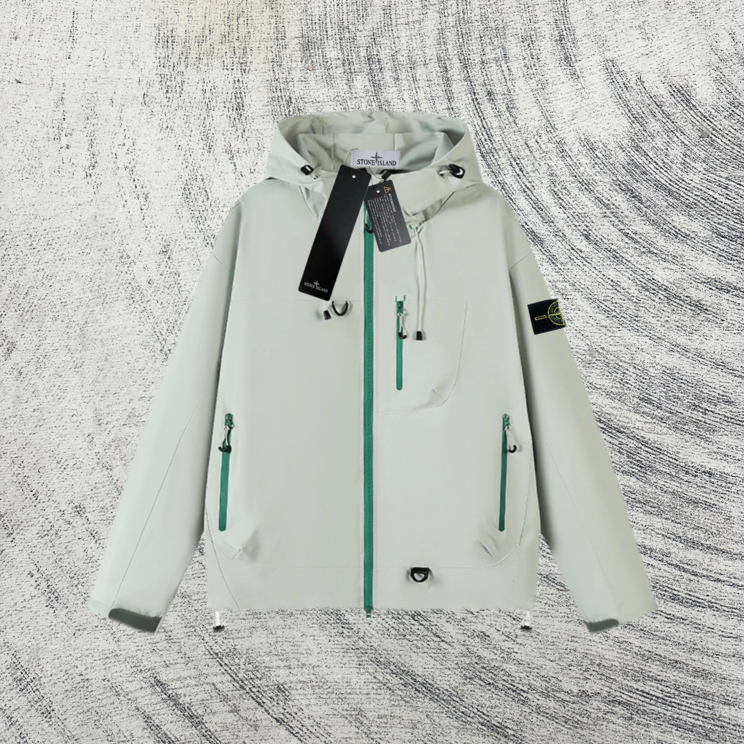Stone Island Compass Patch Hooded Field Jacket Army Green Outerwear - 14