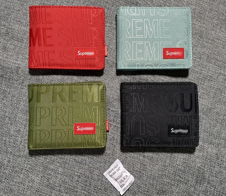 Supreme Embossed Wallets in Red, Blue, Green, and Black
