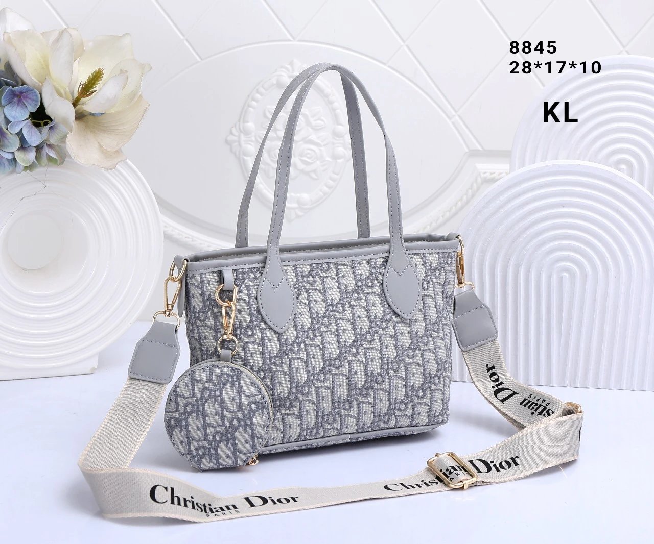 Dior Oblique Print Boston Bag Gray Handbags - 10