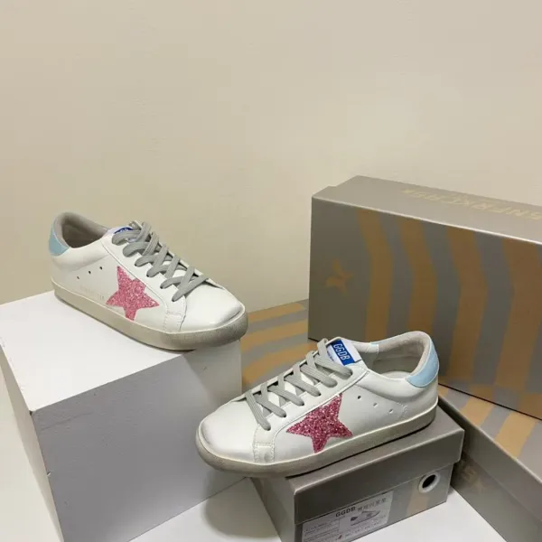 Golden Goose Deluxe Brand Superstar Pink Glitter Star White Sneakers - 1