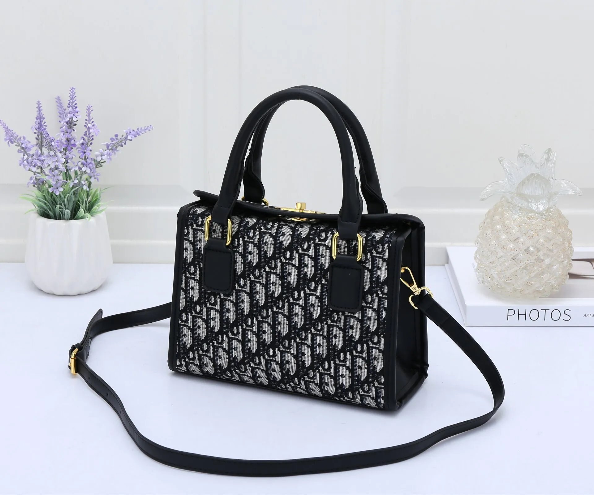 Dior Oblique Print Boston Bag Gray Handbags - 2