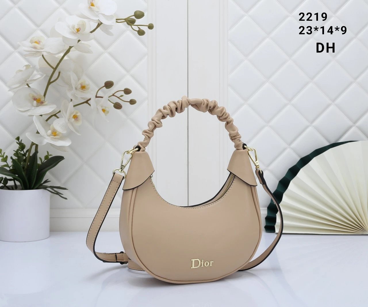 Dior Hobo Bag Beige Leather Shoulder Bag