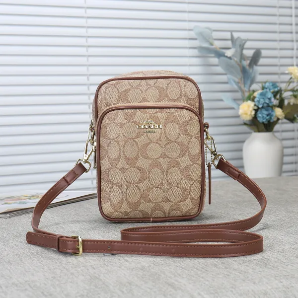 Coach Signature Canvas Crossbody Bag Beige Brown - 1