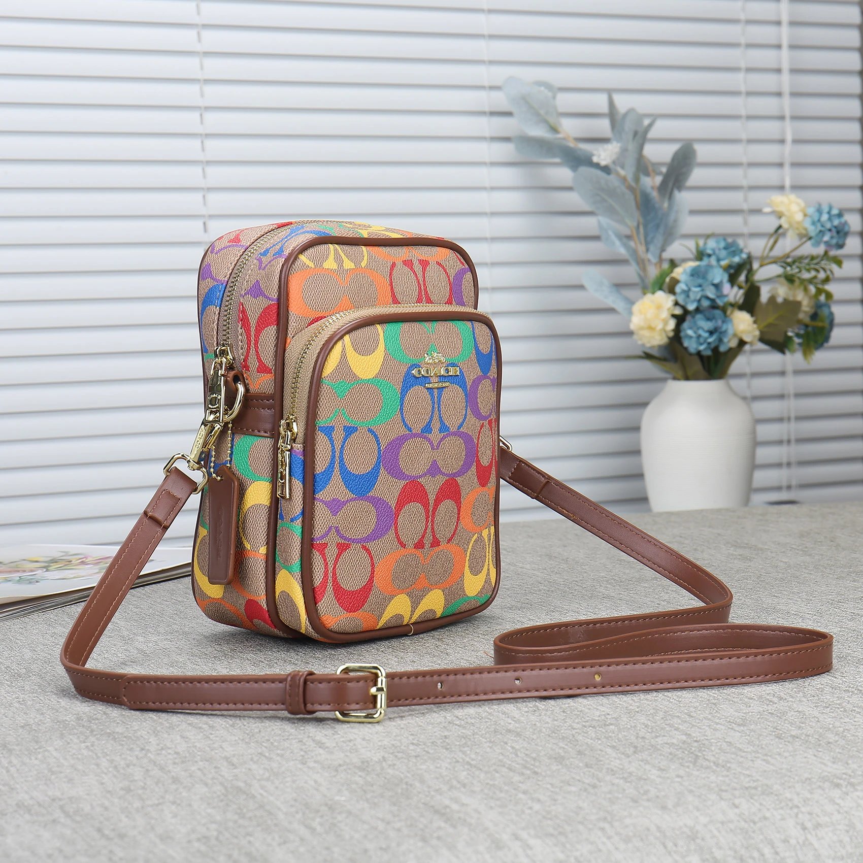 Coach Camera Bag Beige and Brown Crossbody Bag - 4