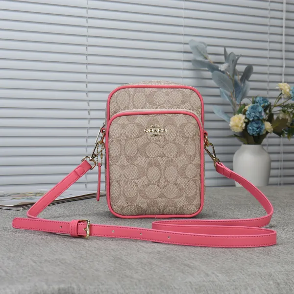 Coach Signature Canvas Crossbody Bag in Beige and Pink - 1