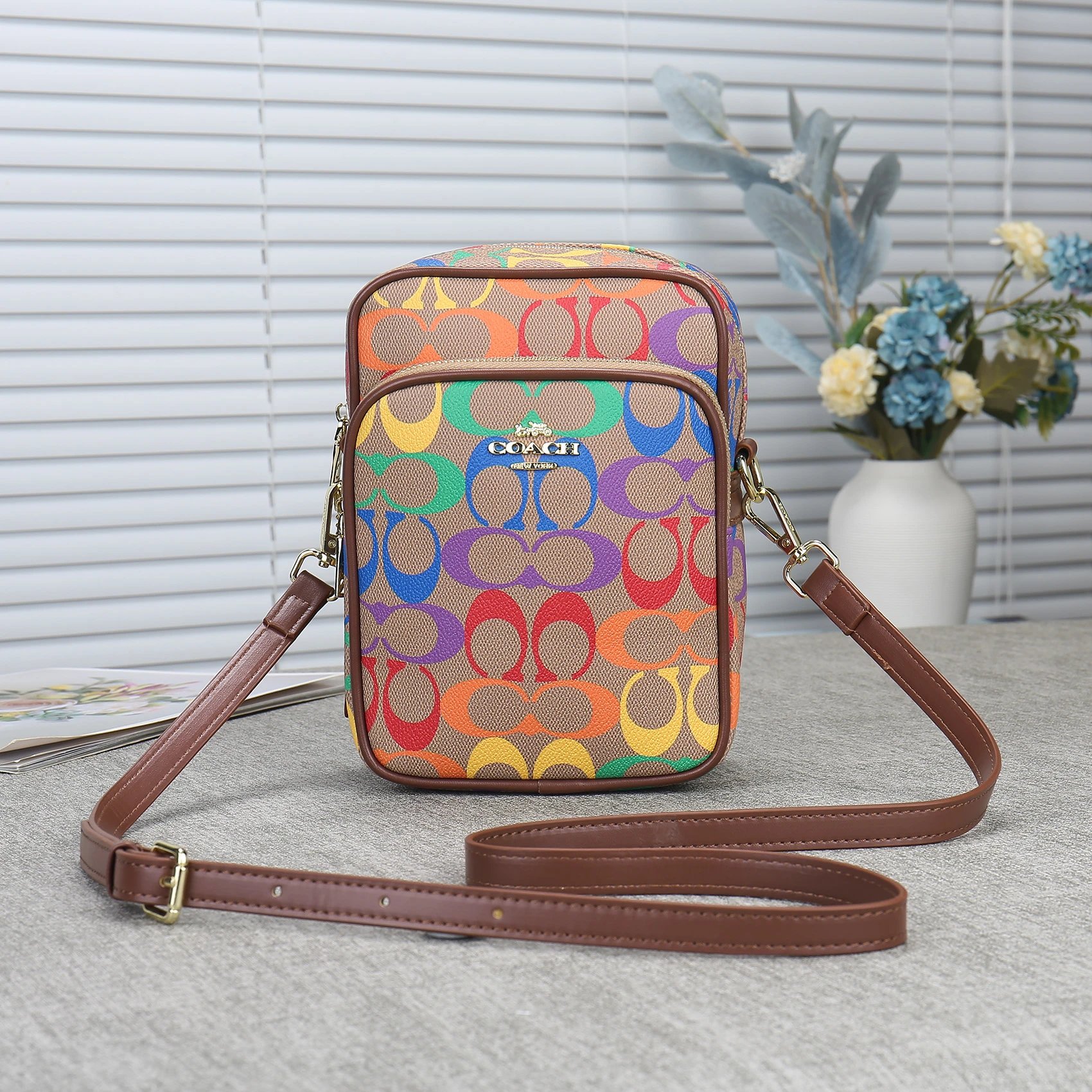 Coach Camera Bag Beige and Brown Crossbody Bag - 3