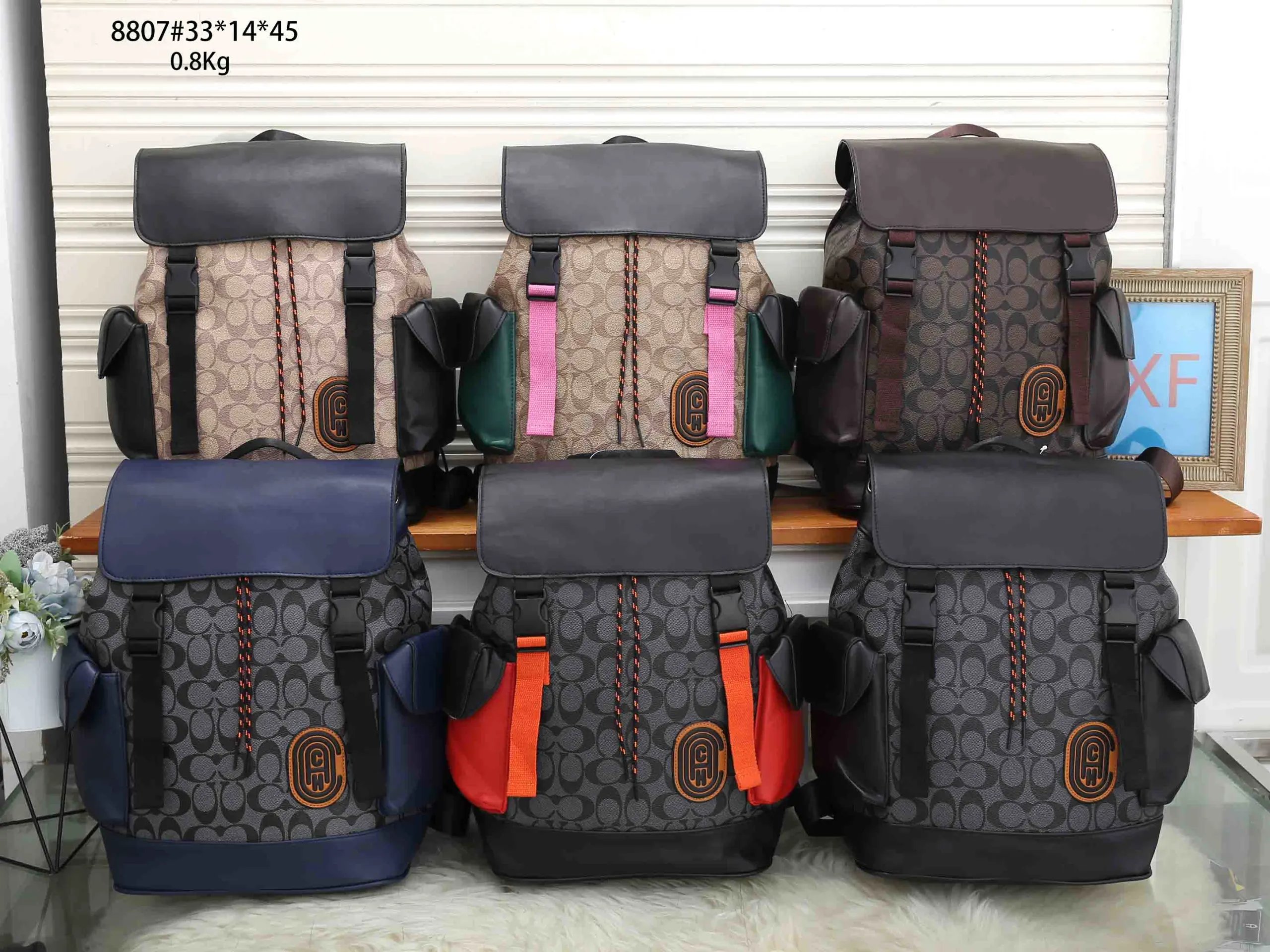 Coach Signature Print Navy Blue Dual-Tone Backpack Casual Backpack - 2